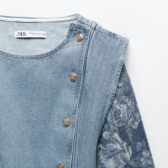 NWT ZARA Combination Denim Belted Mini Dress - Picture 7 of 11